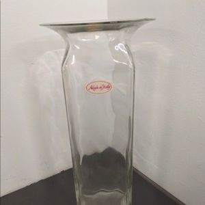 Large 14" Tall Clear Glass Vase made in Italy